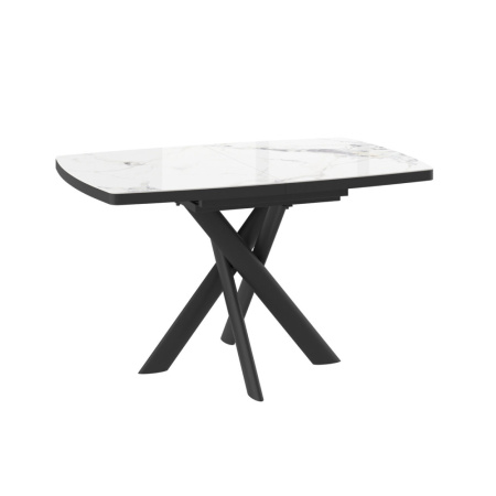Стол LEONEL-130, раздвижной 130(165)х85, CALAKATTA GREY GLOSS ST CER/ЧЕРНЫЙ